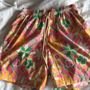 Kenny Flowers Pink and Yellow Floral High Waist Shorts